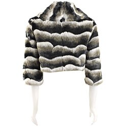Black Rivet Women's Grey Faux Fur Cropped Jacket