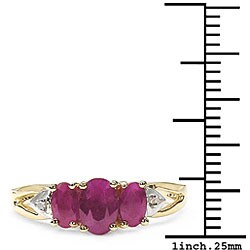 10k Yellow Gold Genuine Ruby and Diamond Ring