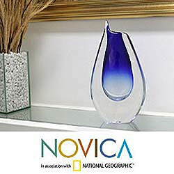 'Modern Blue Volcano' Murano Vase (Brazil)