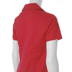 Adi Designs Women's Short-sleeve Button-up Blouse