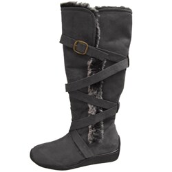 Adi Designs Women's Faux Fur Microsuede Boots