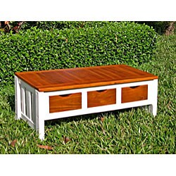 Large 3-drawer Acacia Bench 