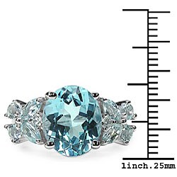 Sterling Silver Genuine Blue Topaz and White Topaz Ring