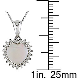10k Gold Opal and 1/5ct TDW Diamond Heart Necklace