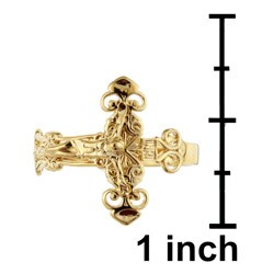 Caribe 14k Gold over Sterling Silver Crucifix Ring