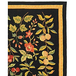 Hand-hooked Garden Black Wool Rug (8'9 x 11'9)