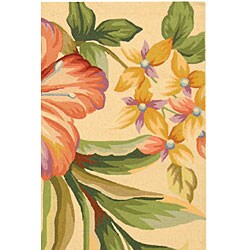 Hand-hooked Paradise Ivory Wool Rug (3'9 x 5'9)