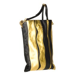 Prada Gold and Black Stripe Messenger Bag