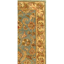 Handmade Heritage Kermansha Blue/ Beige Wool Runner (2'3 x 14')