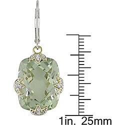 Silver and 14k Gold Green Amethyst Earrings