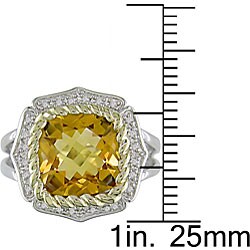 Silver and 10k Gold Citrine and 1/10ct TDW Diamond Ring
