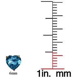 10k Gold Blue Topaz Heart Earrings