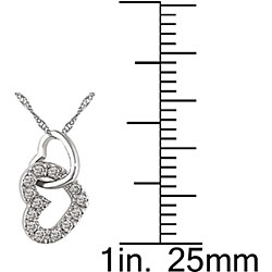 14k White Gold 1/10ct TDW Double Diamond Hearts Necklace