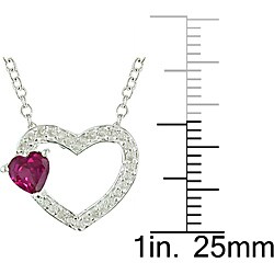 Silver Created Pink Sapphire and 1/8ct TDW Diamond Necklace (J-K, I3)