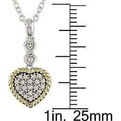 Silver and 10k Gold 1/5ct TDW Diamond Heart Necklace