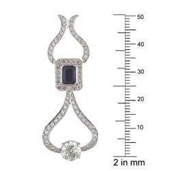 18k Gold 2 7/8ct TDW GGL Certified Diamond/ Sapphire Necklace (I, VS2)