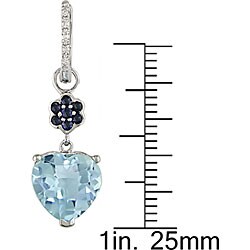 10k Gold Blue Topaz/ Sapphire/ Diamond Earrings
