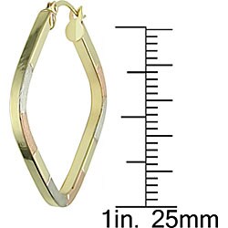 10k Tri-tone Gold 24-mm Diamond-shaped Hoop Earrings