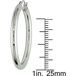 10k White Gold 31-mm Round Tube Hoop Earrings
