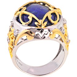 Michael Valitutti Palladium-plated Silver Lapis and White Sapphire Ring