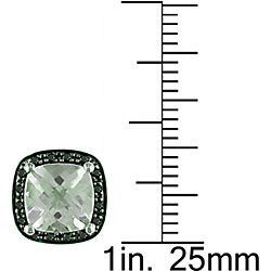 10k Gold 1/6ct TDW Black Diamond/ Amethyst Earrings