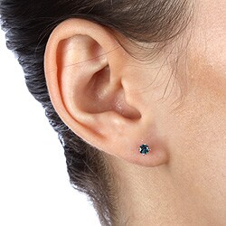 10k Gold 1/3ct TDW Blue Diamond Stud Earrings (I1-I2)