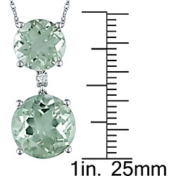 10k White Gold Green Amethyst and Diamond Necklace