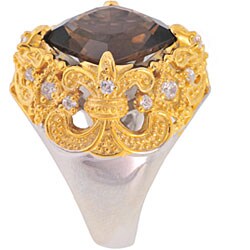 Michael Valitutti Silver/ Vermeil Quartz/ Sapphire Ring