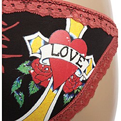 Ed Hardy Intimates Black /Love Cross Lace Bikini Panties
