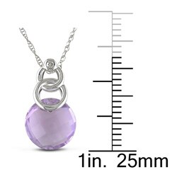 10k White Gold Amethyst and Diamond Pendant