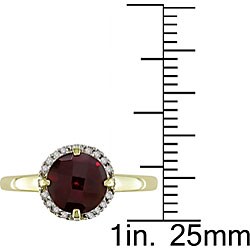 10k Yellow Gold Garnet and Diamond Ring