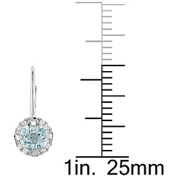 10k White Gold Blue Topaz and Diamond Earrings