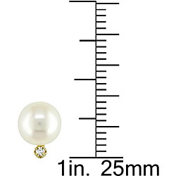14k Gold Diamond and FW Pearl Earrings (7-7.5mm) (Set of 6)