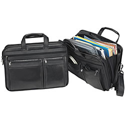 Houston Deluxe Black Soft Leather Laptop Case