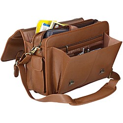 Bacara Deluxe Tan European Leather Laptop Case
