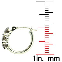 14k Gold Smokey Quartz Three-stone Hoop Earrings