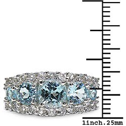 Sterling Silver Blue and White Topaz Ring (Size 6)