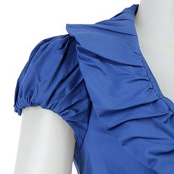 Necessary Objects Junior's Ruffle Trim Poplin Wrap Dress