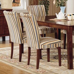 Parson Striped Upholstered Dining Chair (Set of 2)