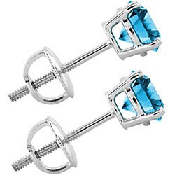 14k White Gold 2ct TDW Blue Diamond Stud Earrings (I1-I2)
