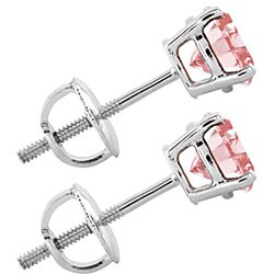 14k White Gold 1ct TDW Pink Diamond Stud Earrings (SI1)