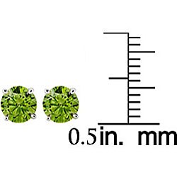 14k White Gold 1ct TCW Green Diamond Stud Earrings (I1)