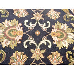 Indo Mahal Black/ Ivory Round Rug (3' x 3')