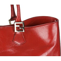 Fendi 'Twins' Red Leather Tote 