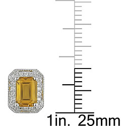 14k Gold Citrine and 1/5ct TDW Diamond Earrings