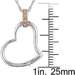 14k White and Pink Gold Diamond Heart Necklace