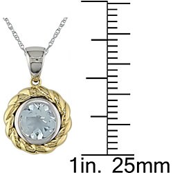 10k Two-tone Gold Aquamarine Necklace