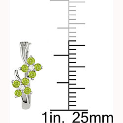 14k Gold Peridot and Diamond Hoop Earrings