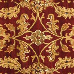 Handmade Heritage Kashan Burgundy/ Black Wool Rug (8' Square)
