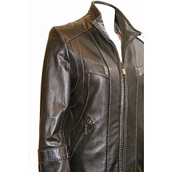 Izod Contrast Stitch Women's Lamb Leather Scuba Coat